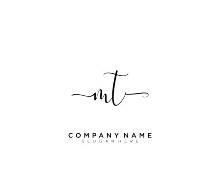 M T MT Initial handwriting logo vector	