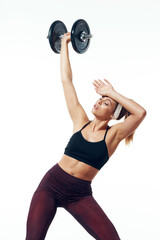 Fototapeta premium woman exercising with dumbbells