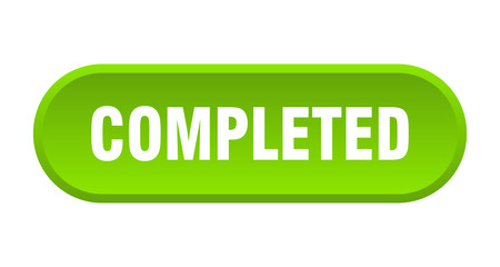completed button. completed rounded green sign. completed