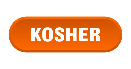 kosher button. kosher rounded orange sign. kosher