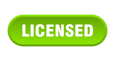 licensed button. licensed rounded green sign. licensed