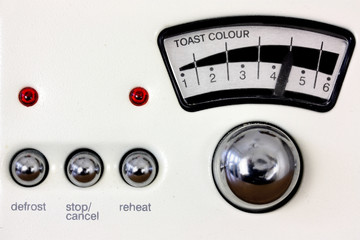 Toaster dial and chrome knobs