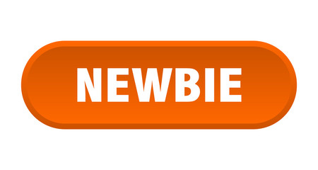 newbie button. newbie rounded orange sign. newbie