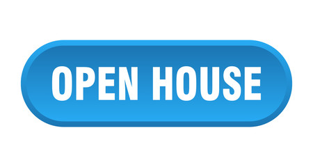 open house button. open house rounded blue sign. open house