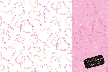 Pattern swatche, Hearts intertwined like a puzzle ring (pink).