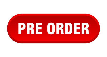 pre order button. pre order rounded red sign. pre order