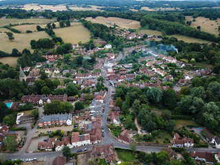 Aerial view of a small village in the south of England