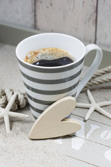 Beach Coffee In Striped Cup