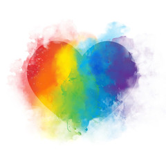 Watercolor art rainbow heart - isolated