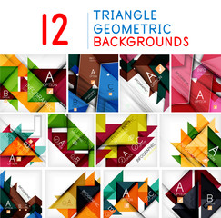 Set of triangle abstract backgrounds. Business brochure or leaflet, flyer, cover template or web presentation