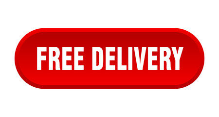 free delivery button. free delivery rounded red sign. free delivery