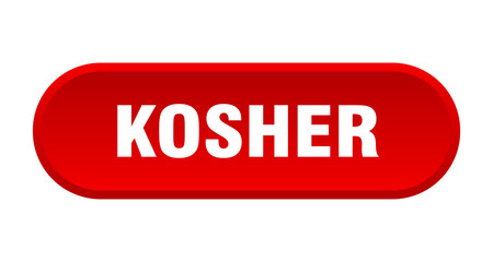 kosher button. kosher rounded red sign. kosher