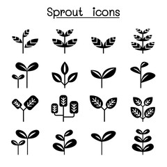 Sprout, plant, treetop, leaf icon set vector illustration graphic design