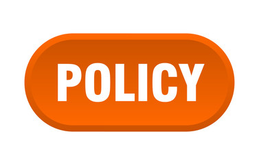 policy button. policy rounded orange sign. policy