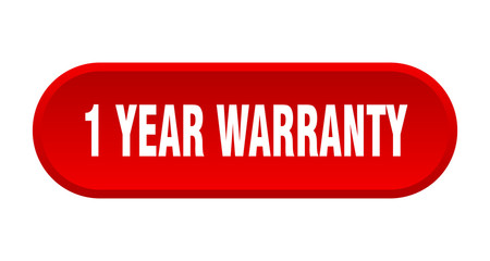 1 year warranty button. 1 year warranty rounded red sign. 1 year warranty