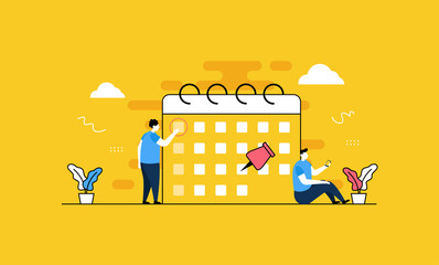 Schedule Management flat vector illustration concept,can be used for landing page, ui, web, app intro card, editorial, flyer, and banner.