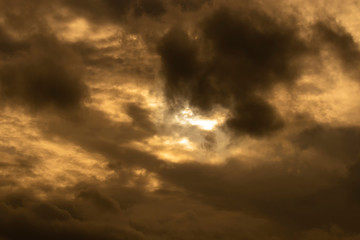 Sunset scenery and golden clouds