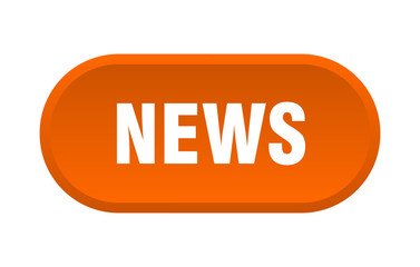 news button. news rounded orange sign. news