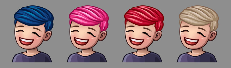 Emotion icons smile man for social networks and stickers. Vector illustration