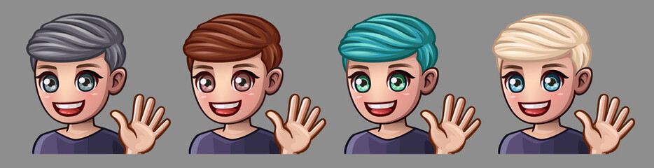 Emotion hi icons smile man for social networks and stickers. Vector illustration