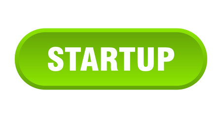 startup button. startup rounded green sign. startup
