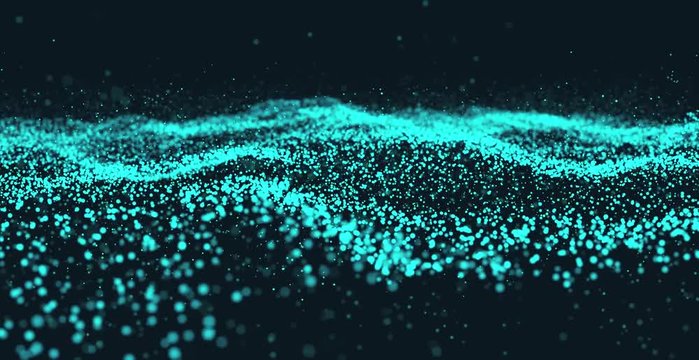 christmas blue light shine particles bokeh loopable on black background, holiday concept Cyber or technology digital landscape background.blue glitter background