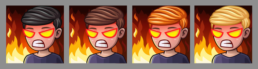 Emotion icons rage man for social networks and stickers. Vector illustration