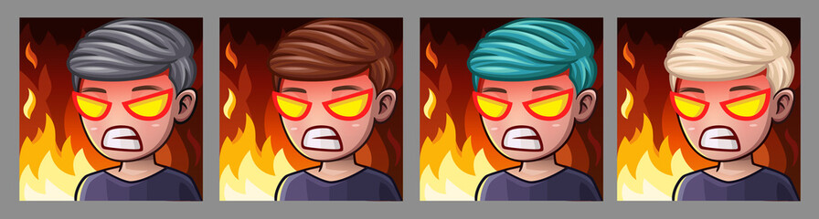Emotion icons rage man for social networks and stickers. Vector illustration