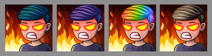 Emotion icons rage man for social networks and stickers. Vector illustration