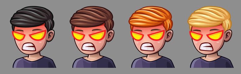 Emotion icons rage man for social networks and stickers. Vector illustration