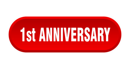 1st anniversary button. 1st anniversary rounded red sign. 1st anniversary