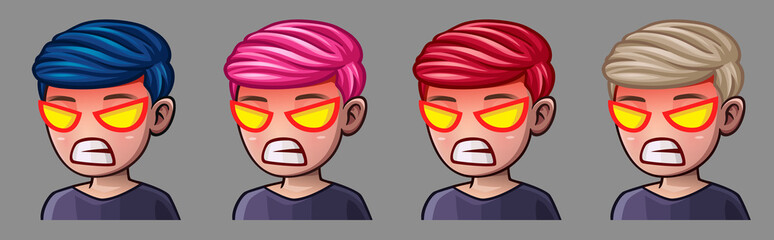 Emotion icons rage man for social networks and stickers. Vector illustration