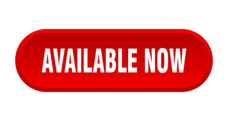 available now button. available now rounded red sign. available now