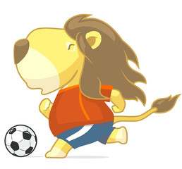 Lion Mascot Soccer Sport Cartoon