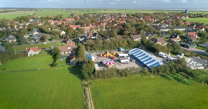 The Yearly Hollum Fair on the Dutch Island Ameland, The Netherlands. 4K Drone Footage