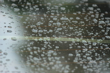 water drops on a metal surface