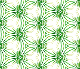 Green tropical seamless pattern. Hand drawn waterc