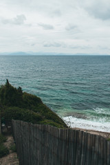 Vocation in Greece, Corfu. Water, cliff, mountains, and beautiful summer evening 