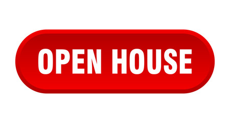 open house button. open house rounded red sign. open house