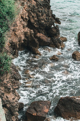 Vocation in Greece, Corfu. Water, cliff, mountains, and beautiful summer evening 