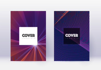 Hipster cover design template set. Violet abstract