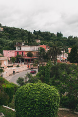Vocation in Greece, Corfu town. Summer sightseeing Corfu buildings and town 