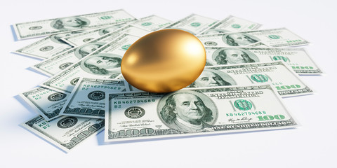 Goldenes Ei auf  100 Dollar Banknoten