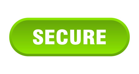 secure button. secure rounded green sign. secure