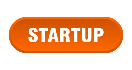 startup button. startup rounded orange sign. startup