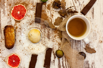 breakfast with coffee and croissant