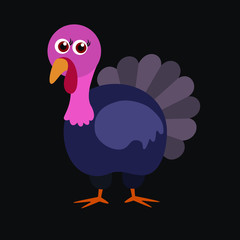  Turkey bird, flat, vector illustration