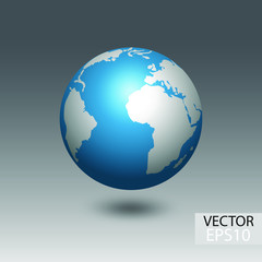 Vector image of a globe isolated on a lighte background. Earth Day. EPS10