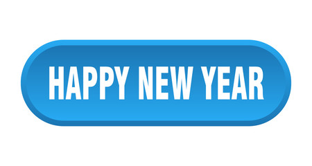 happy new year button. happy new year rounded blue sign. happy new year