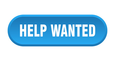 help wanted button. help wanted rounded blue sign. help wanted